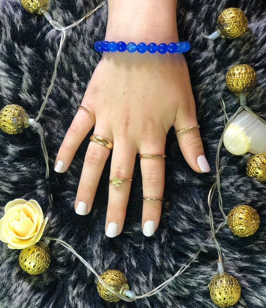 Bracelet Pierre Naturelle 8mm Agate Bleue
